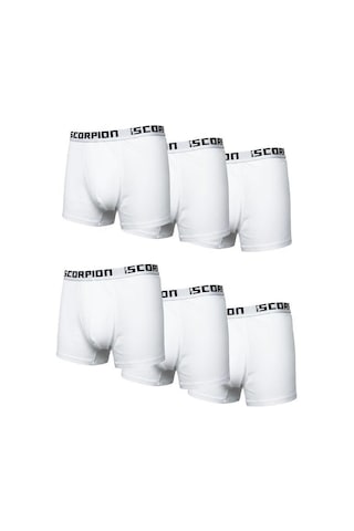Erkek 6 Lı Boxer Seti Beyaz Renk Esnek Bel Lastikli Beyaz