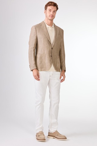 Dufy Bej Mono Yaka Slim Fit Erkek Ceket Bej