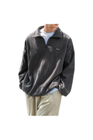 Genius Store Genıus Store Erkek Polar Oversize Sweatshirt Füme