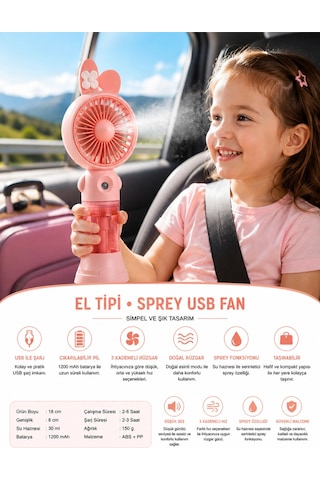 Glr K03 Taşınabilir Sulu El Fanı, Mini Buharlı Vantilatör, Type-c Şarjlı Seyahat Fanı