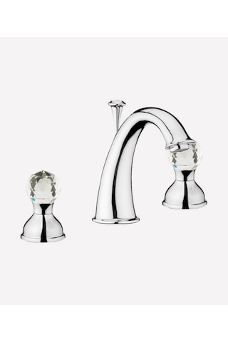 İtalyan Webert Karenina 3 Deli Kli Lavabo Bataryası Swarovsky Taşlı Krom Sifon Kumandali