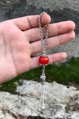 Kehribar Taşlı 925 Ayar Gümüş Anahtarlık