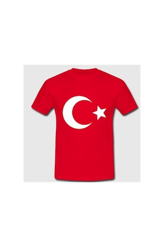 Kidsmadamiko Unisex Çocuk Kırmızı Ay Yıldız Baskılı Türk