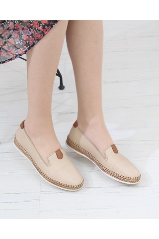 Nesil Shoes Syg P01 Bej Hakiki Deri Kadın Ayakkabı-bej Bej