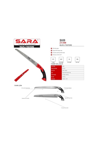 Sara S609 270 Mm Kılıflı Testere Ergonomik Kauçuk Saplı