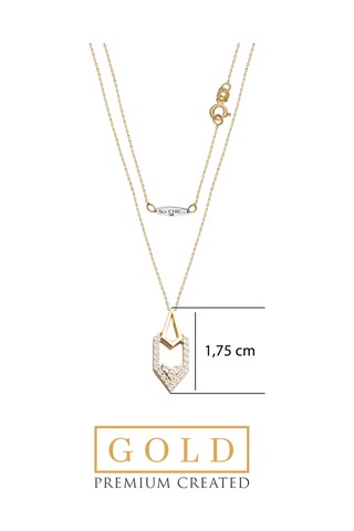 14 Ayar Sarı Altın Sertifikalı Premium Created Taşlı 42 Cm Kolye