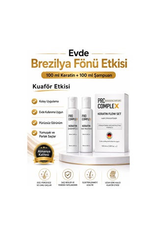 Keratin Set 2 Kullanımlık Evde Keratin Bakım Ve Saç Düzleştirme Seti 2x100 ML