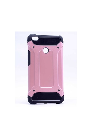 Noktaks - Huawei Uyumlu Huawei P9 Lite 2017 - Kılıf Çift Katman Zırh Tank Crash Military Kapak - Rose Gold