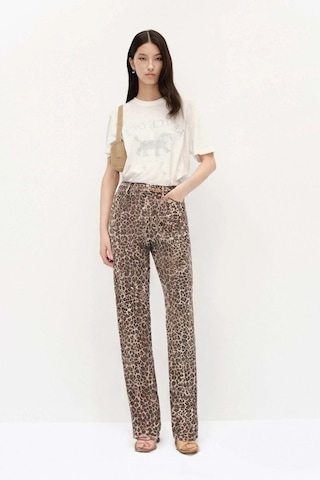 Sââde Kadın Leopar Desenli Yüksek Bel Wide Leg Jean Pantolon - Wild Look Siyah