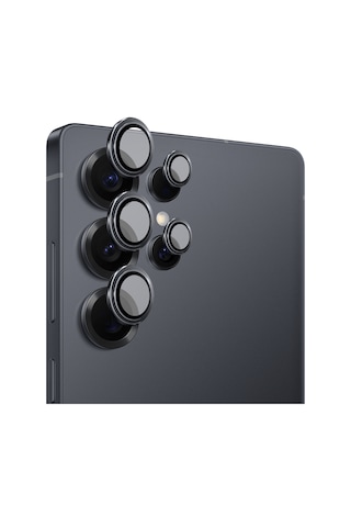 Safeus Safir Temperli Kamera Lens Koruyucu, Samsung Galaxy S25 Ultra İle Uyumlu Gece Siyahı