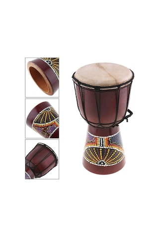 Djembe Davul Darbuka Renkli Afrika El Yapımı 25cm Çocuk Bongo Kongo No.2