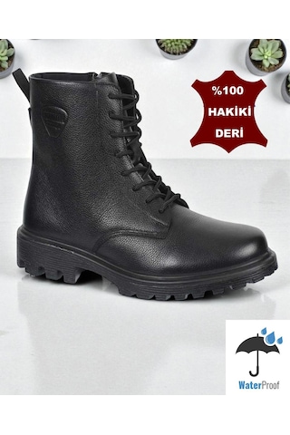 Ispartalılar 7106 Scooter Ortopedik Hakiki Deri Erkek Bot Ayakkabı Fermuarlı Siyah