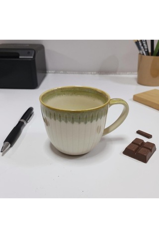 Vintage Seramik Kahve Kupası Kahverengi-beyaz