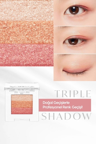 Yumuşak Dokulu, Dökülme Yapmayan 3 Renkli Göz Farı Triple Shadow No.19 Love Charm 0