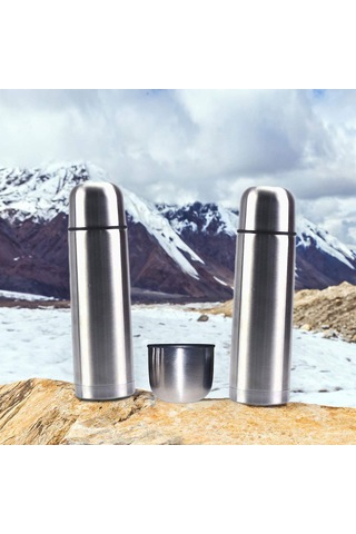 Jeemson 304 Çelik İçli Çift Katlı Vakumlu Termos Bardak, 6-12 Saat Isı Saklama, 750ml Doğal Rengi Siyah