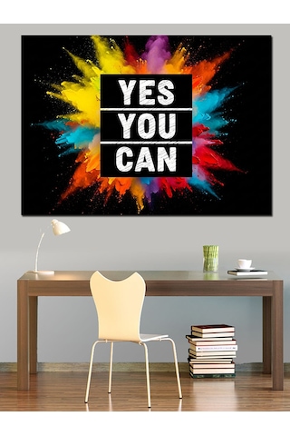 "yes You Can" Evet Yapabilirsin Motivasyon Yazısı Dekoratif Kanvas - Mdf Ahşap Tablo