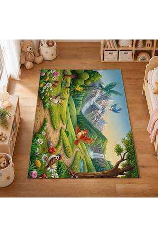 Kartela Halı Huzurlu Orman Kaymaz Taban Çocuk Oyun Halısı - 120 x 180 CM