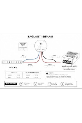 Ahşap Arkası 12V DC– 5A (60W) Dokunmatik Gizli Anahtar| Dimmer Özellikli
