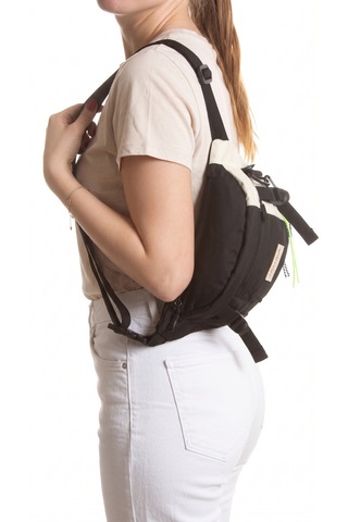 Esvelans Unisex Çok Renkli Çok Bölmeli Bel Ve Çapraz Omuz Çantası Ayarlanabilir Askılı Siyah & Krem