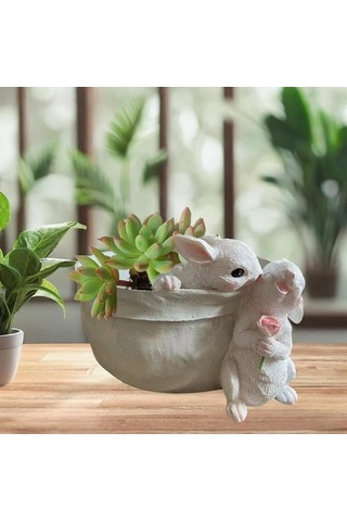 Pazly Tavşan Suntek Stil-b Saksı Heykeli Dekoratif Çiçek Bitki Gp