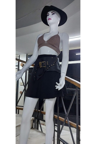 Eren Style Boho Antik Tokalı Zımbalı Hakiki Deri Kemer 80 Cm-95 Cm -9265 Siyah
