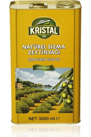 Kristal Natürel Sızma Zeytinyağı Yumuşak Doğal Lezzet 3 Litre Teneke