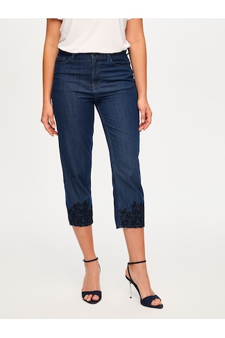 Faik Sönmez Paçası Nakış Detaylı Straıght Fıt Liyoselli Jean Capri S26jcp003 Us26jcp00327 İndigo