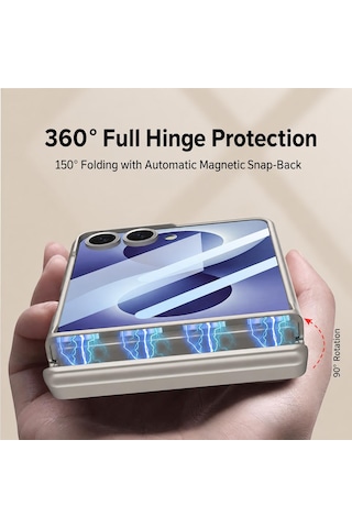 Teleplus Samsung Galaxy Uyumlu Z Flip 8 Kılıf M-safe Şarj Özellikli Kıpta Kpt-06 Ring Standlı Kapak