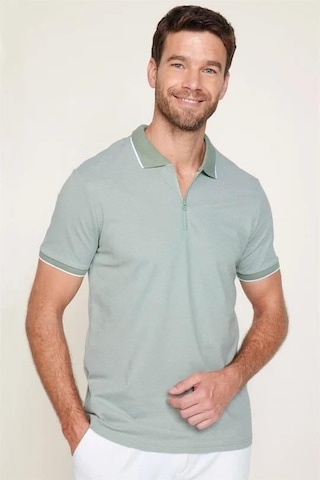 Tudors Erkek 3'lü Paket Mint-gri-lacivert Slim Fit Pamuklu Düz Fermuarlı Pike Polo Yaka Tişört-34069 Multi