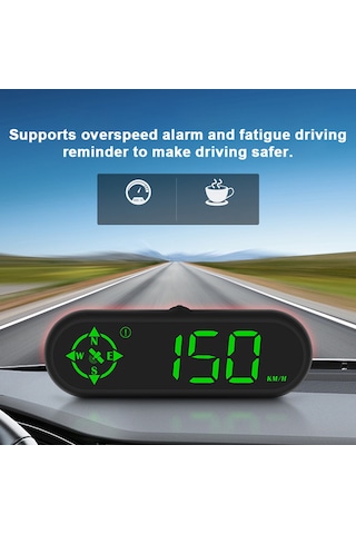 Geeksen Araç Hud Gösterge - Led Gps Hız Göstergesi, Aşırı Hız Alarmı Ve Yorgunluk Uyarısı İle