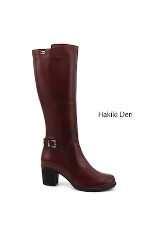 Gönderir Kadın Bordo Antik Fermuarlı Kalın Topuklu Hakiki Deri Çizme Gkzc13446501 Bordo
