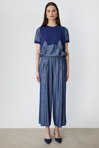 On Kadın Pileli Geniş Paça Pantolon 74120 Indigo