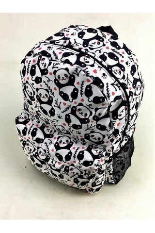 Luckybag Renkli Kalpli Panda Desenli Dayanıklı Spor Seyahat Yürüyüş Okul Genç Çocuk Sırt Çanta Beyaz