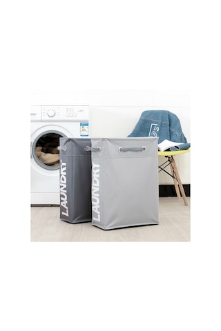 Sones Bağcıklı Stil Çamaşır Sepeti Pu Alt Oxford Kumaş Kirli Giysi Saklama Çantası Küçük Katlanabilir Çamaşır Sepeti Siyah