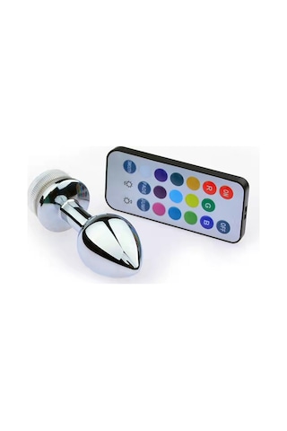 Odins Shop Uzaktan Kumandalı Led Işıklı Orta Boy Çelik Anal Plug