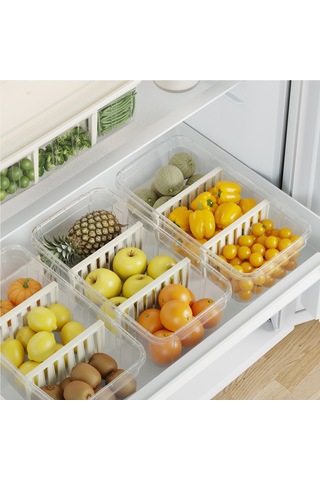 Dünya Dp-07417-102 Şeffaf Buzdolabı Organizeri 6 Lt - Kapaklı 3 Bölmeli 373x193x110 Mm- 24'li Paket