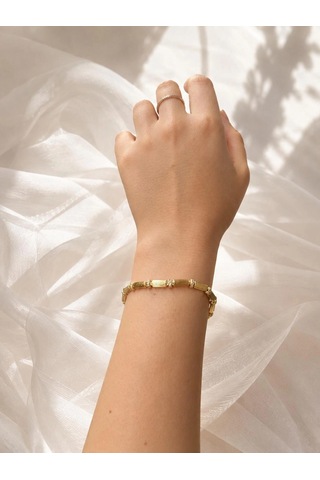 Çizgili Dokulu Gold Bileklik Çok Renkli