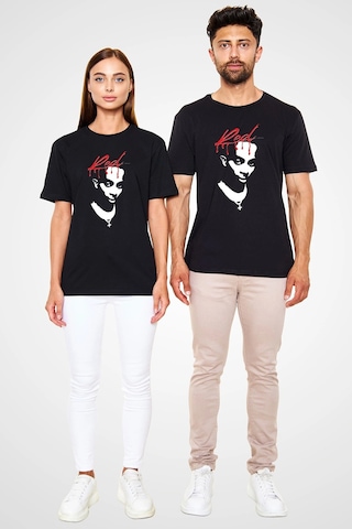 Adrift Playboi Carti Baskılı Unisex Beyaz Tişört Siyah