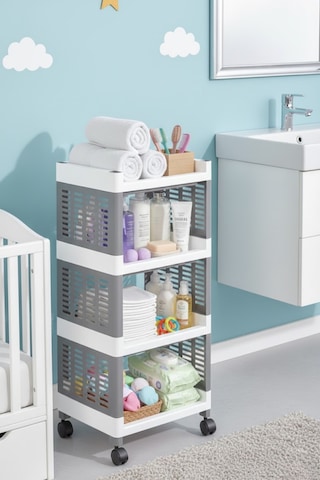 Grimorlife 4 Raflı Banyo Düzenleyici Mutfak Rafı Banyo Dolabı Çok Amaçlı Plastik Mutfak Düzenleyici-gri Gri