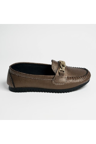 Dosa Shoes Kadın Babet Taba Zincir Tokalı Hafif Rahat Taban Şık Günlük Ayakkabı Bakır