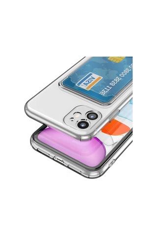 Apple Uyumlu iPhone 12 Kartlıklı Şeffaf Zore Setra Clear Silikon Kapak