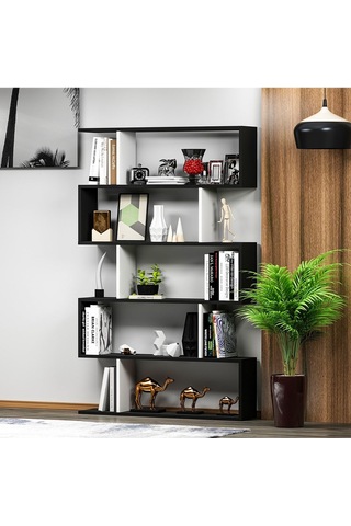 Core Kitaplık - Siyah / Parlak Beyaz