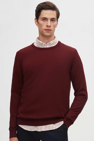 D's Damat Regular Fit Bordo Tüylenme Yapmayan Bisiklet Yaka Triko Kazak Bordo