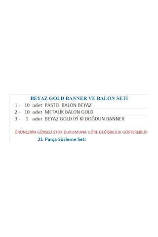 Beyaz Gold İyi Ki Doğdun Banner+beyaz Ve Gold Balon Tüm Yaşlar