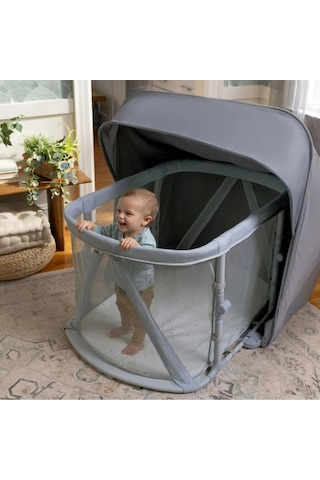 Ingenuity 3'ü 1 Arada Uyku Çözümü - Taşınabilir Beşik, Oyun Parkı ve Gölgelik Çok Fonksiyonlu Gri