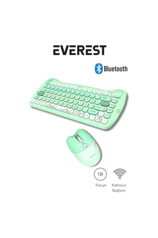 Km-6285 Catty Mini Wireless-bluetooth Kablosuz Ultra Sessiz Özel Tasarımlı Q Klavye Mouse Set Yeşil Diğer