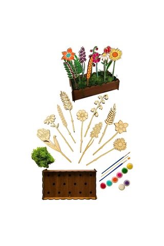 Ahşap Boyama Seti, Çiçek Desenleri, 18-20 Cm, 10 Parça 10'lu Standlı