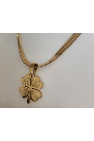 Uzel Çelik İtalyan Zincirli Kalp Yonca Kolye