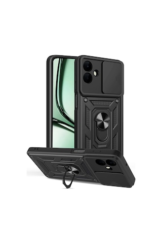 Subutu Galaxy A07 Kılıf Magnetik Standlı Kamera Korumalı Zore Sürgülü Vega Kapak - Mavi Mavi