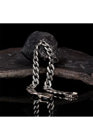 925 Ayar Gümüş Desen Motifli Erkek Bileklik Eb128